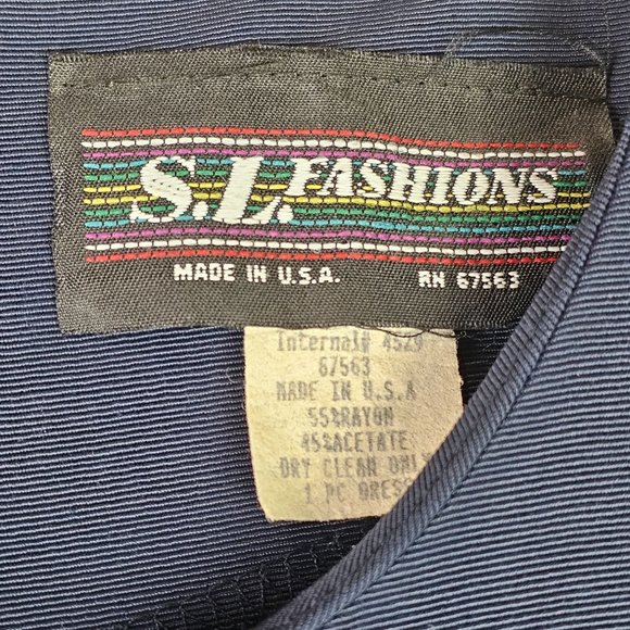 Vintage 90's S.L. Fashions Crested Pocket Button Pleated Drop Waist Dress, 18WP - Picture 7 of 10